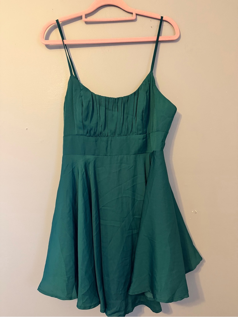 NWT Selfie Leslie XL Emerald Green Ruched Bust Fit Flare Mini Dress
